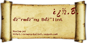 Örmény Bálint névjegykártya